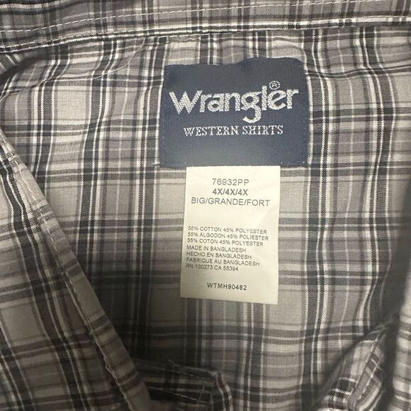 Wrangler pearl snap western shirt 4x button up plaid - Picture 4 of 8